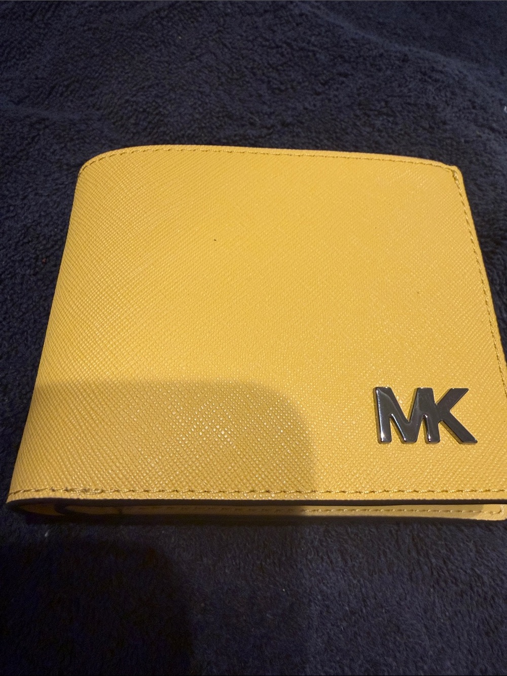 Michael Kors Yellow Leather Compact Bifold Wallet with Silver MK